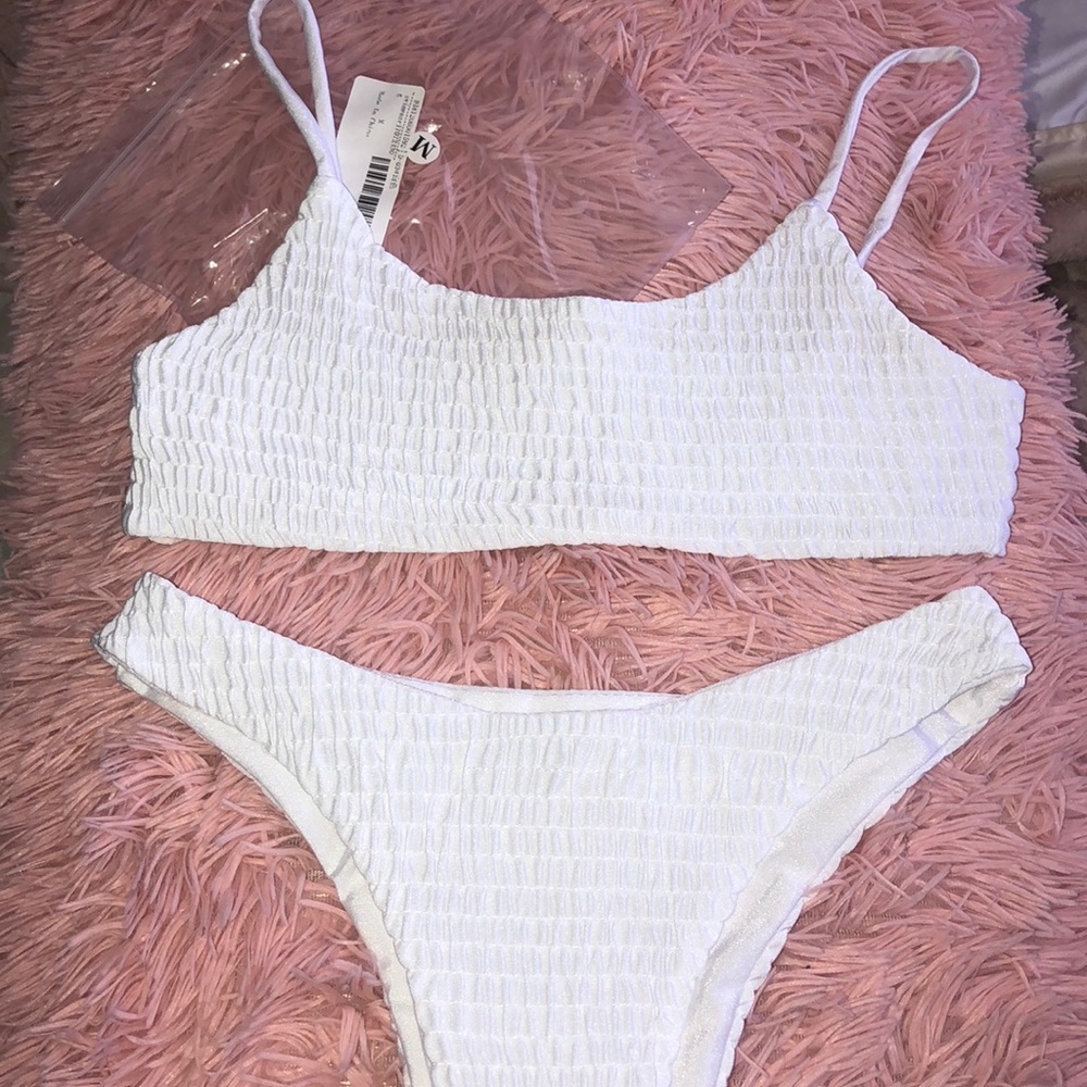 White ribbed bikini set